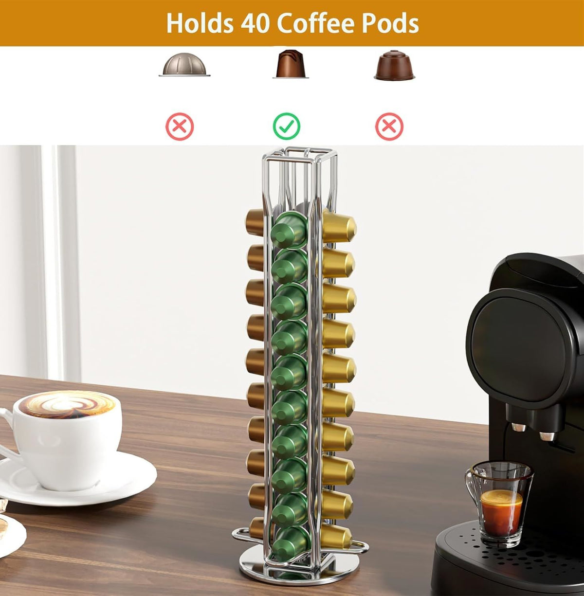 Coffee Pods Holder Storage Compatible with 40 Nespresso Pods - Flavour Fushion Cooking Shop