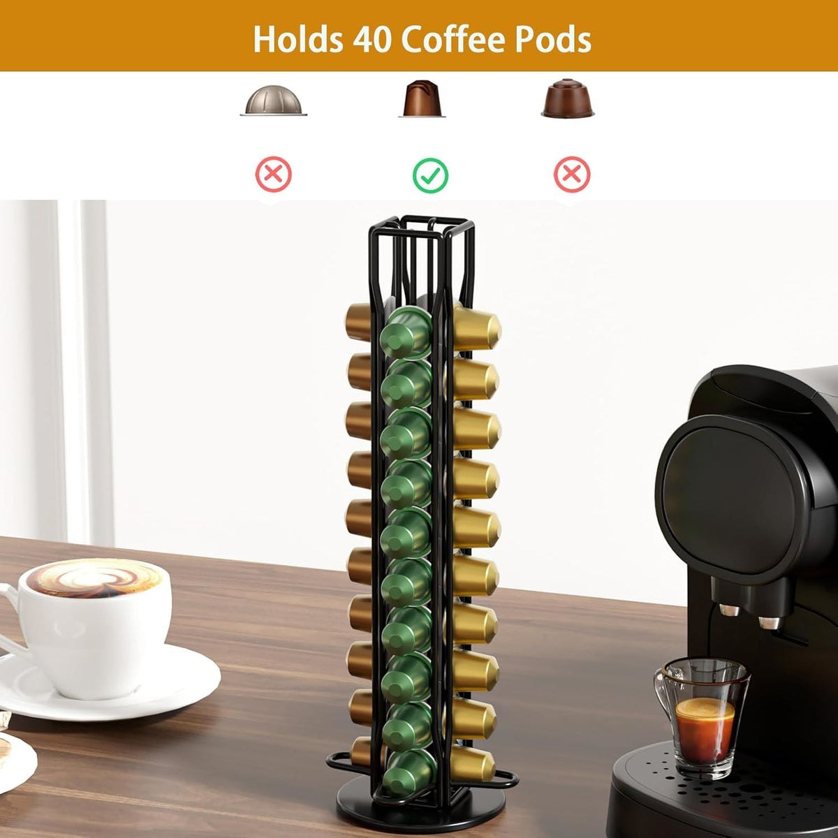 Coffee Pods Holder Storage Compatible with 40 Nespresso Pods - Flavour Fushion Cooking Shop