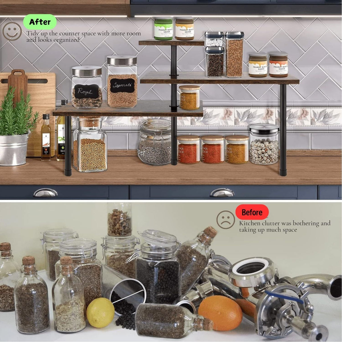 3-Tier Wooden Corner Shelf Kitchen Spice Rack Organiser Home Storage & Organisation - Flavour Fushion Cooking Shop