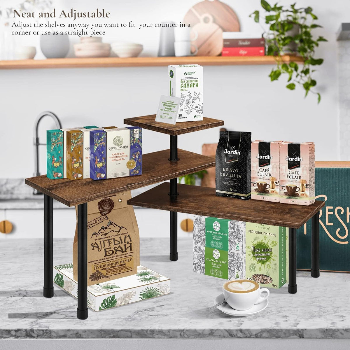 3-Tier Wooden Corner Shelf Kitchen Spice Rack Organiser Home Storage & Organisation - Flavour Fushion Cooking Shop