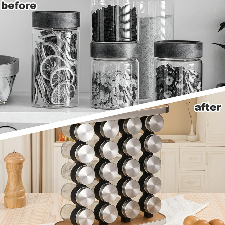 CARLA HOME 20-Jar Spice Rack Organizer Storage for Kitchen Countertop or Cabinet - Flavour Fushion Cooking Shop