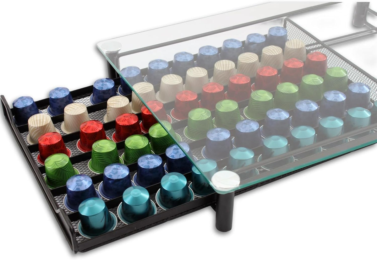 CARLA HOME 60 Coffee Pod Holder Drawer with Tempered Glass - Flavour Fushion Cooking Shop