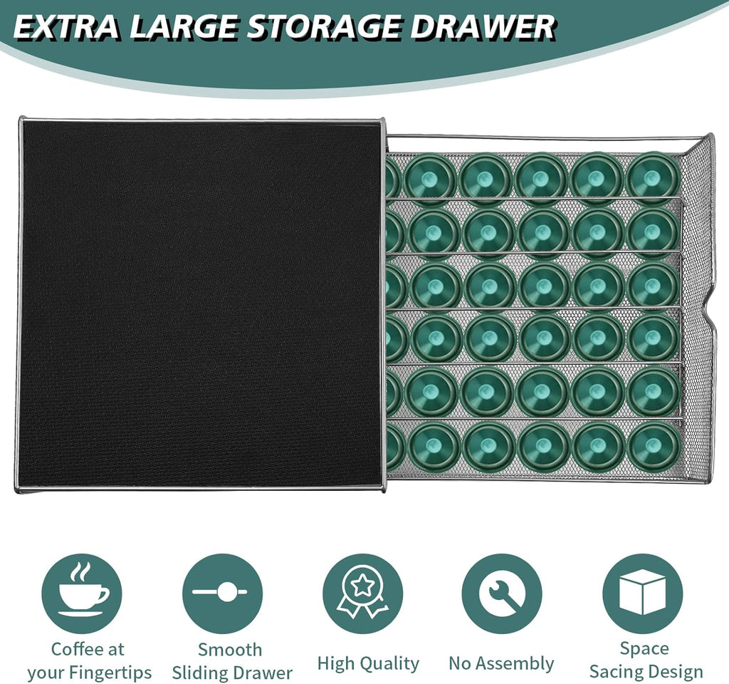 CARLA HOME K-Cup Coffee Pod Drawer for 36 Coffee Pods Storage for Home Kitchen Counter Organizer