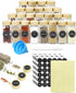 CARLA HOME 24 Glass Spice Jars with Bamboo Lids, Shaker Tops, 180 Spice Labels, White Pen & Funnel for Kitchen Organization, Spice Rack, Seasoning & Herb Storage - Flavour Fushion Cooking Shop