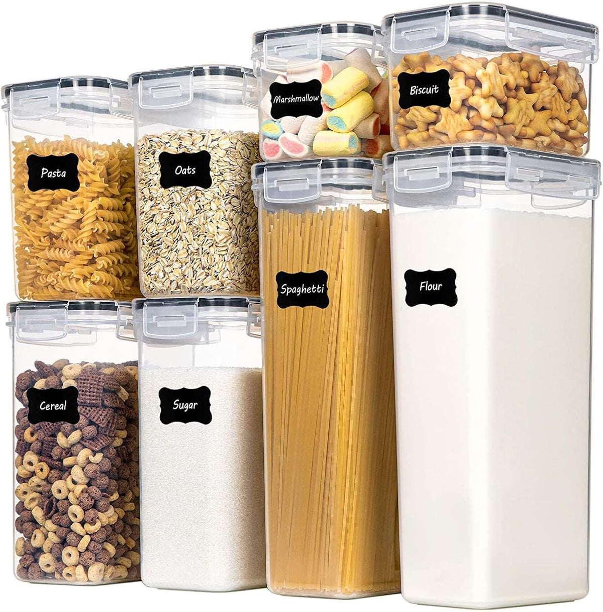 CARLA HOME 8 Piece Airtight Food Storage Containers Set with Lids & Labels for Kitchen Storage - Flavour Fushion Cooking Shop