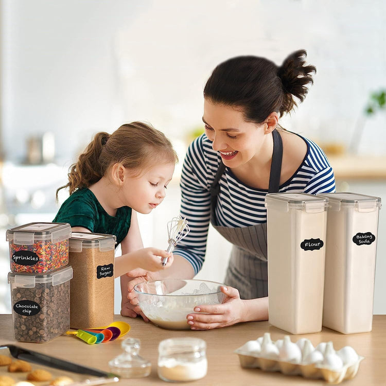 CARLA HOME 8 Piece Airtight Food Storage Containers Set with Lids & Labels for Kitchen Storage - Flavour Fushion Cooking Shop