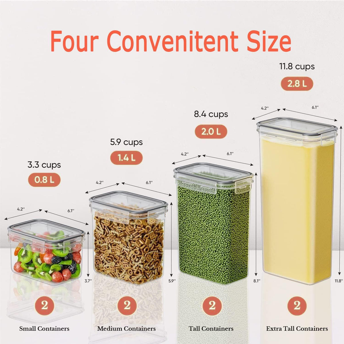 CARLA HOME 8 Piece Airtight Food Storage Containers Set with Lids & Labels for Kitchen Storage - Flavour Fushion Cooking Shop