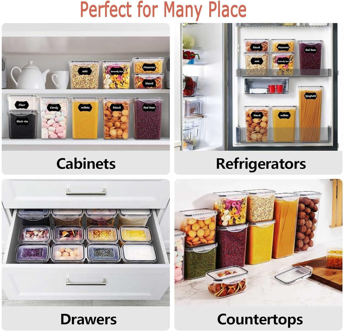 CARLA HOME 8 Piece Airtight Food Storage Containers Set with Lids & Labels for Kitchen Storage - Flavour Fushion Cooking Shop