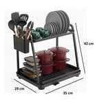 CARLA HOME 2-Tier Dish Drying Rack for Kitchen Countertop with Drainage Tray