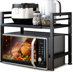 CARLA HOME 2-Tier Microwave Oven Rack with Adjustable Metal Kitchen Shelf Stand(Black)