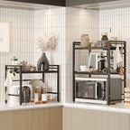 CARLA HOME 2-Tier Microwave Oven Rack with Adjustable Metal Kitchen Shelf Stand(Black)