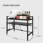 CARLA HOME 2-Tier Microwave Oven Rack with Adjustable Metal Kitchen Shelf Stand(Black)