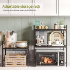 CARLA HOME 2-Tier Microwave Oven Rack with Adjustable Metal Kitchen Shelf Stand(Black)