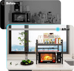 CARLA HOME 2-Tier Microwave Oven Rack with Adjustable Metal Kitchen Shelf Stand(Black)