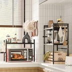 CARLA HOME 2-Tier Microwave Oven Rack with Adjustable Metal Kitchen Shelf Stand(Black)