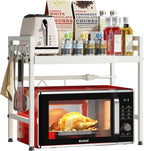 CARLA HOME 2-Tier Microwave Oven Rack with Adjustable Metal Kitchen Shelf Stand (White)