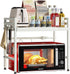 CARLA HOME 2-Tier Microwave Oven Rack with Adjustable Metal Kitchen Shelf Stand (White) - Flavour Fushion Cooking Shop
