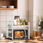 CARLA HOME 2-Tier Microwave Oven Rack with Adjustable Metal Kitchen Shelf Stand (White)