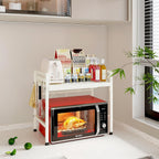 CARLA HOME 2-Tier Microwave Oven Rack with Adjustable Metal Kitchen Shelf Stand (White)