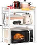 CARLA HOME 3-Tier Microwave Oven Rack with Adjustable Metal Kitchen Shelf Stand