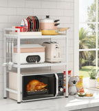 CARLA HOME 3-Tier Microwave Oven Rack with Adjustable Metal Kitchen Shelf Stand