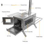 Stainless Steel Wood Burner Stove for Camping with Chimney & Carry Bag
