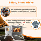 Stainless Steel Wood Burner Stove for Camping with Chimney & Carry Bag