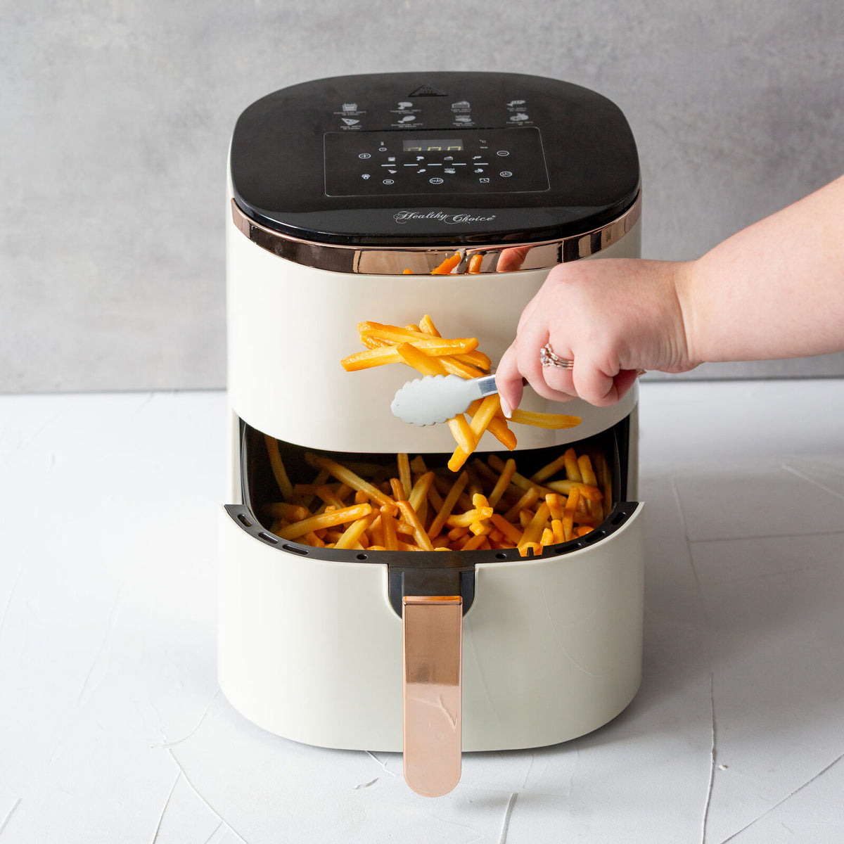 7L Digital Air Fryer with 8 pre-set Touch-control Cooking Programs - Cream - Flavour Fushion Cooking Shop