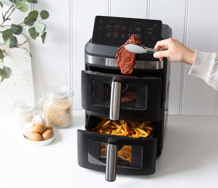 13L Dual Zone 2300W Double Stack Air Fryer with Foldable Top Display - Flavour Fushion Cooking Shop