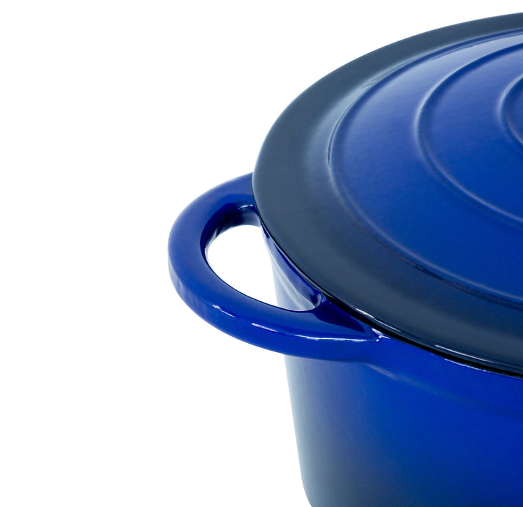 26cm Enamelled Cast Iron French Oven Casserole (4.7L) - Blue - Flavour Fushion Cooking Shop
