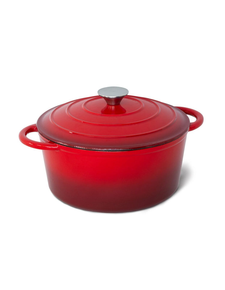 26cm Enamelled Cast Iron French Oven Casserole (4.7L) - Red - Flavour Fushion Cooking Shop