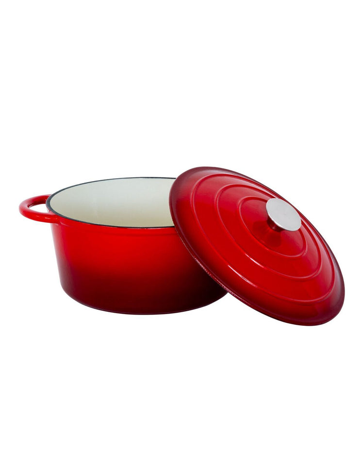 26cm Enamelled Cast Iron French Oven Casserole (4.7L) - Red - Flavour Fushion Cooking Shop