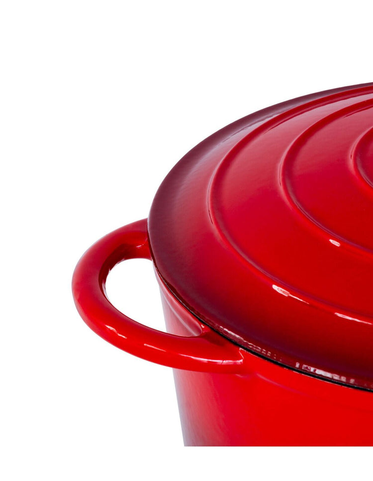 26cm Enamelled Cast Iron French Oven Casserole (4.7L) - Red - Flavour Fushion Cooking Shop