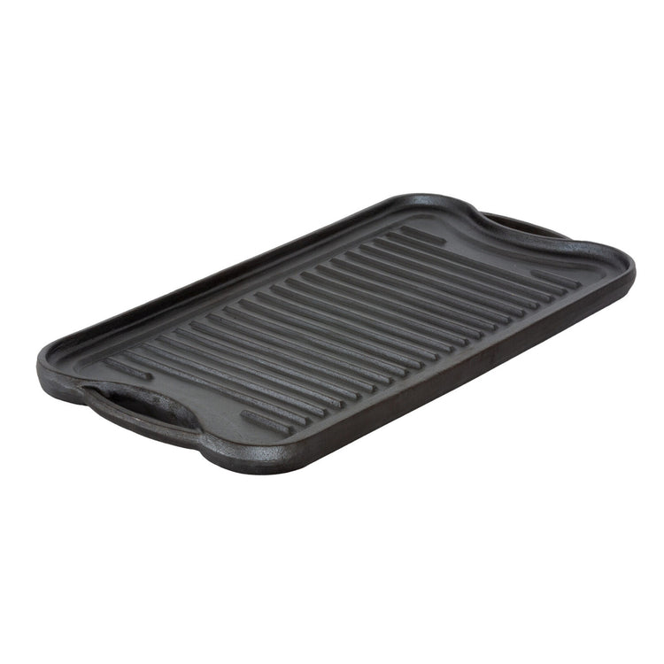 Oil-seasoned Ready to use 50.7x25.8cm Reversible Cast Iron Grill - Black - Flavour Fushion Cooking Shop