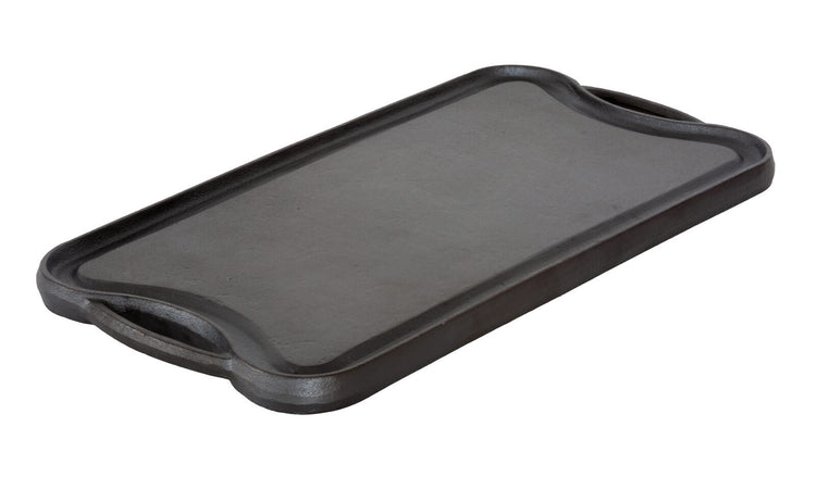 Oil-seasoned Ready to use 50.7x25.8cm Reversible Cast Iron Grill - Black - Flavour Fushion Cooking Shop