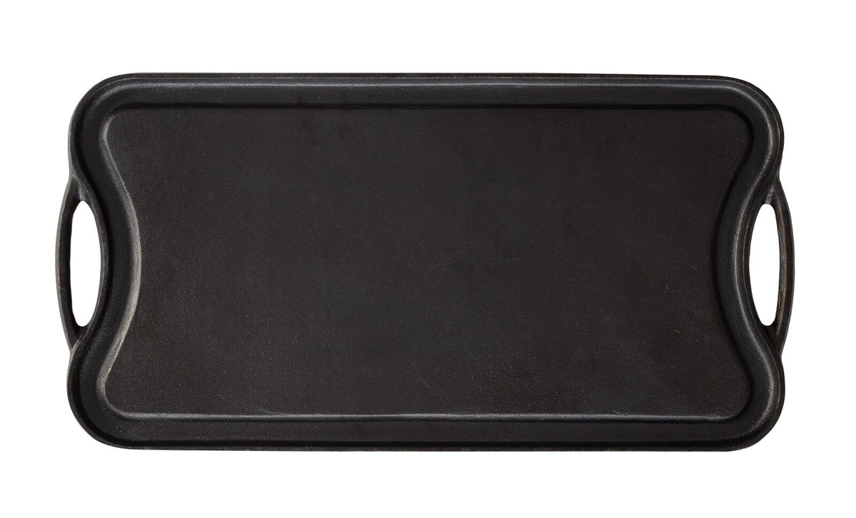 Oil-seasoned Ready to use 50.7x25.8cm Reversible Cast Iron Grill - Black - Flavour Fushion Cooking Shop