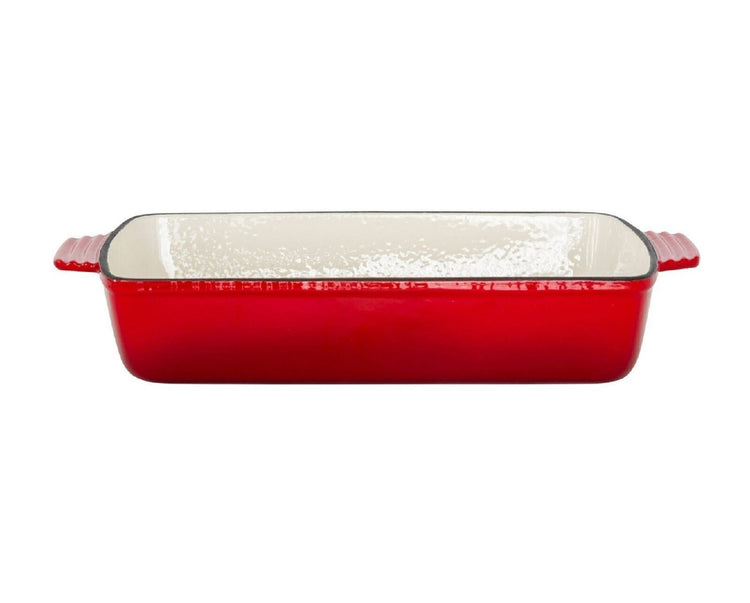 Enamelled Cast Iron 38.5x23cm Rectangular Roaster (3.4L) - Red - Flavour Fushion Cooking Shop