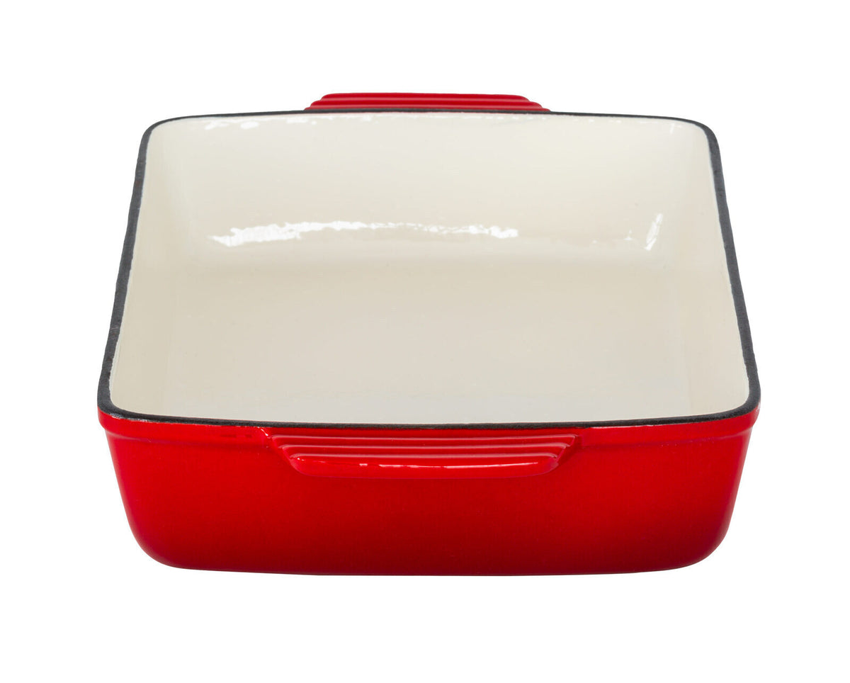 Enamelled Cast Iron 38.5x23cm Rectangular Roaster (3.4L) - Red - Flavour Fushion Cooking Shop