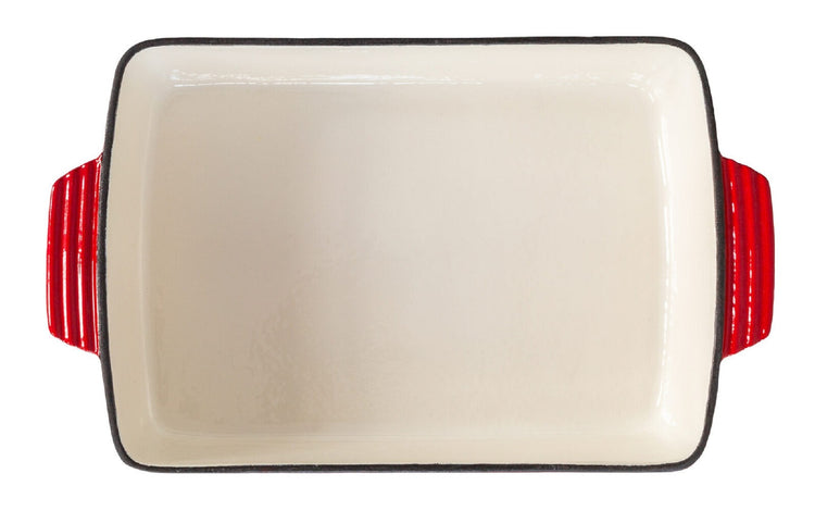 Enamelled Cast Iron 38.5x23cm Rectangular Roaster (3.4L) - Red - Flavour Fushion Cooking Shop