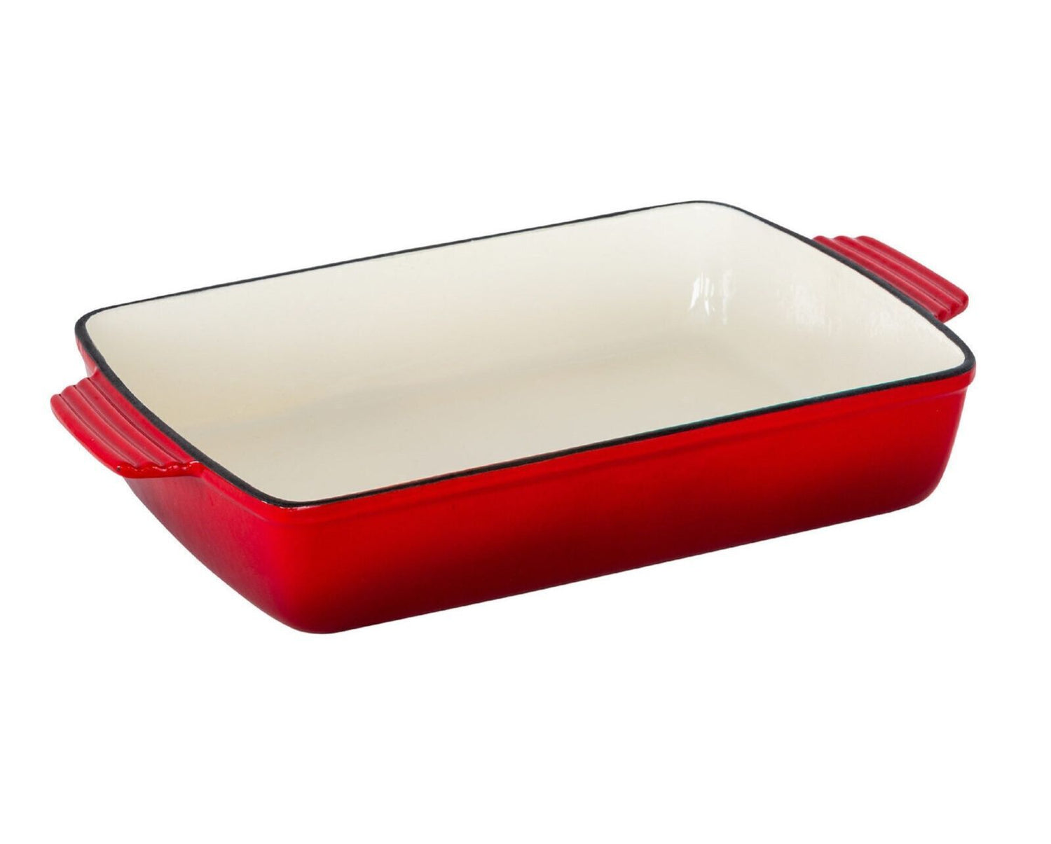 Enamelled Cast Iron 38.5x23cm Rectangular Roaster (3.4L) - Red - Flavour Fushion Cooking Shop