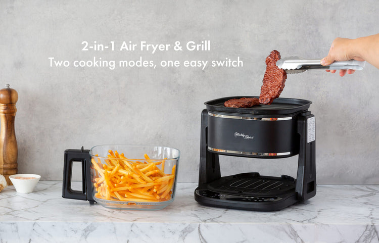 5L 2in1 Air Fryer and Grill, 1400W, Digital Touch Control, Clear Glass Cooking Basket - Flavour Fushion Cooking Shop