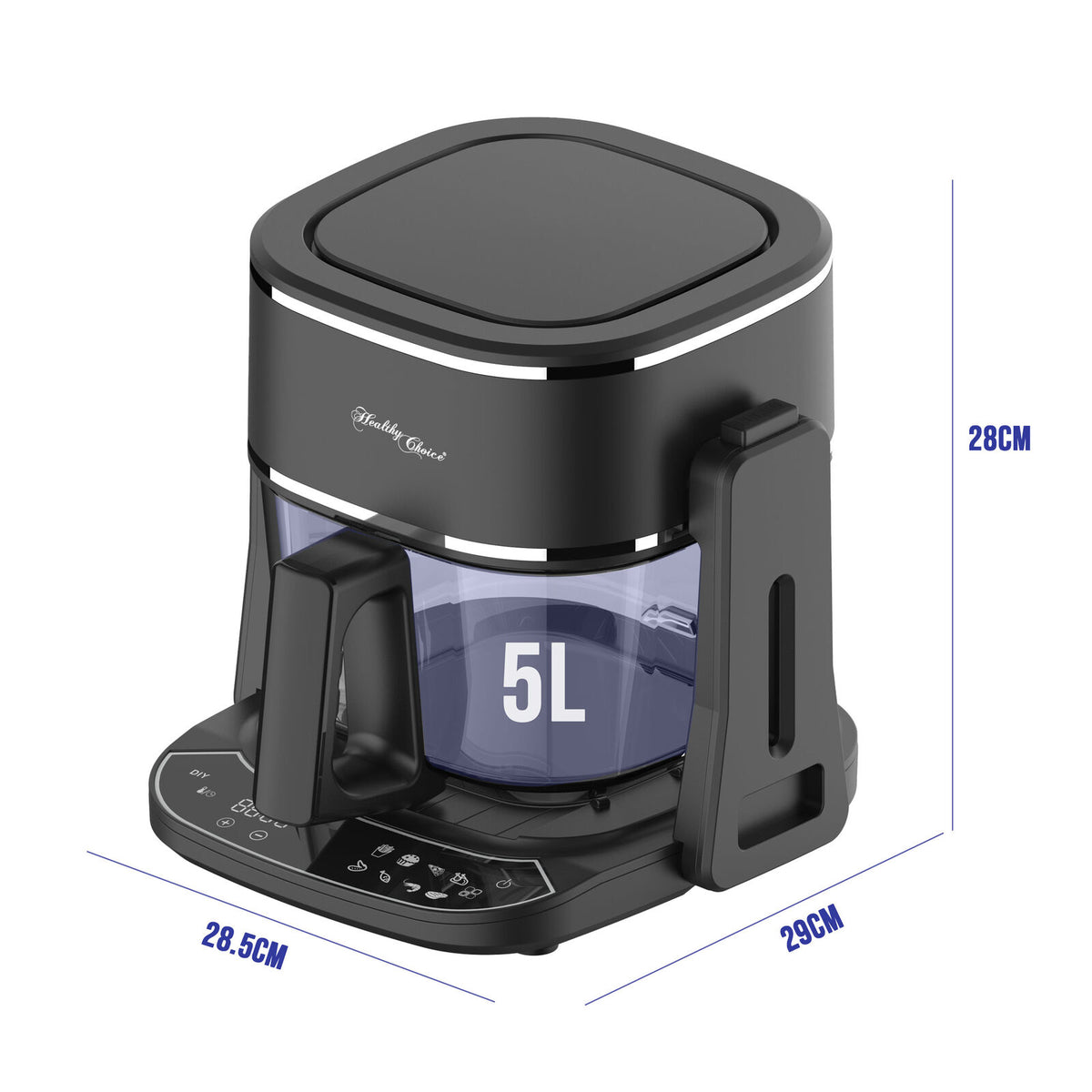 5L 2in1 Air Fryer and Grill, 1400W, Digital Touch Control, Clear Glass Cooking Basket - Flavour Fushion Cooking Shop