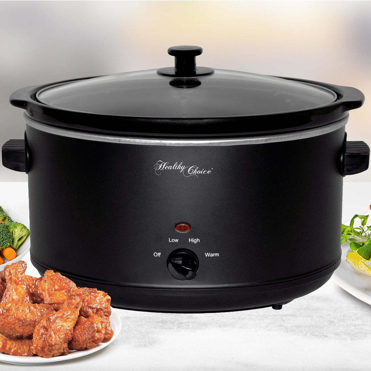 8L Slow Cooker (Black) Large Capacity Ceramic Pot, 300W - Flavour Fushion Cooking Shop