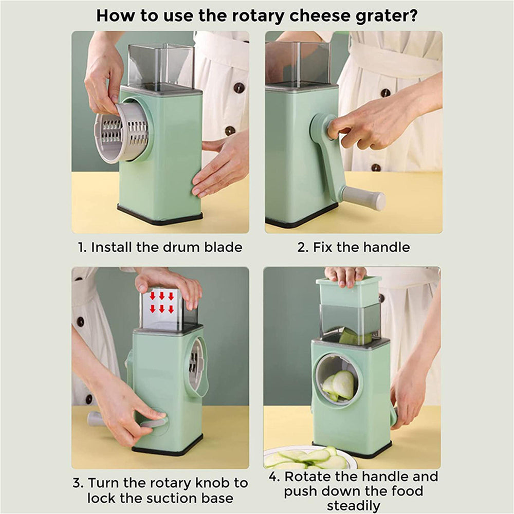 Kitchen Vegetable Food Manual Rotary Drum Grater Chopper Slicer Fruit Cutter - Flavour Fushion Cooking Shop