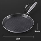 26cm Stainless Steel Crepe Pan Non-Stick Pan Honeycomb Coating Frying Pan Pizza6299