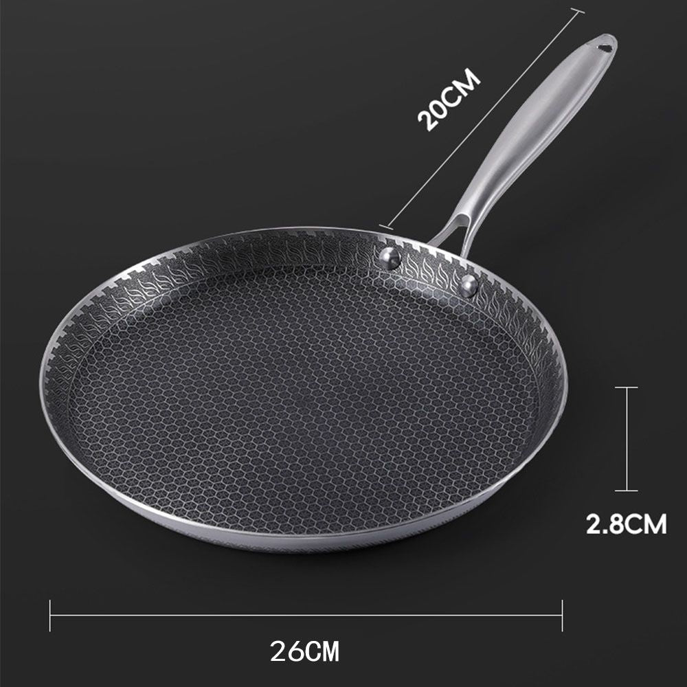 26cm Stainless Steel Crepe Pan Non-Stick Pan Honeycomb Coating Frying Pan Pizza6299 - Flavour Fushion Cooking Shop