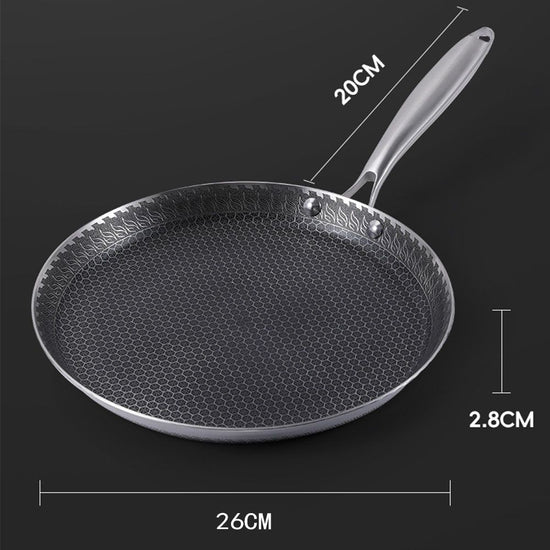 26cm Stainless Steel Crepe Pan Non-Stick Pan Honeycomb Coating Frying Pan Pizza6299 - Flavour Fushion Cooking Shop