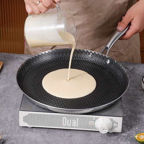 26cm Stainless Steel Crepe Pan Non-Stick Pan Honeycomb Coating Frying Pan Pizza6299 - Flavour Fushion Cooking Shop