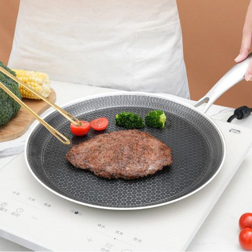 26cm Stainless Steel Crepe Pan Non-Stick Pan Honeycomb Coating Frying Pan Pizza6299 - Flavour Fushion Cooking Shop