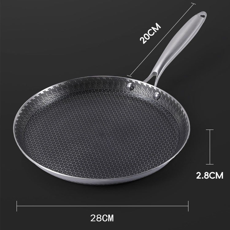 28cm Stainless Steel Crepe Pan Non-Stick Pan Honeycomb Coating Frying Pan Pizza6299 - Flavour Fushion Cooking Shop